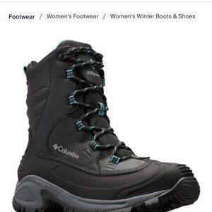 Columbia Black Winter Boot with Teal Accents
